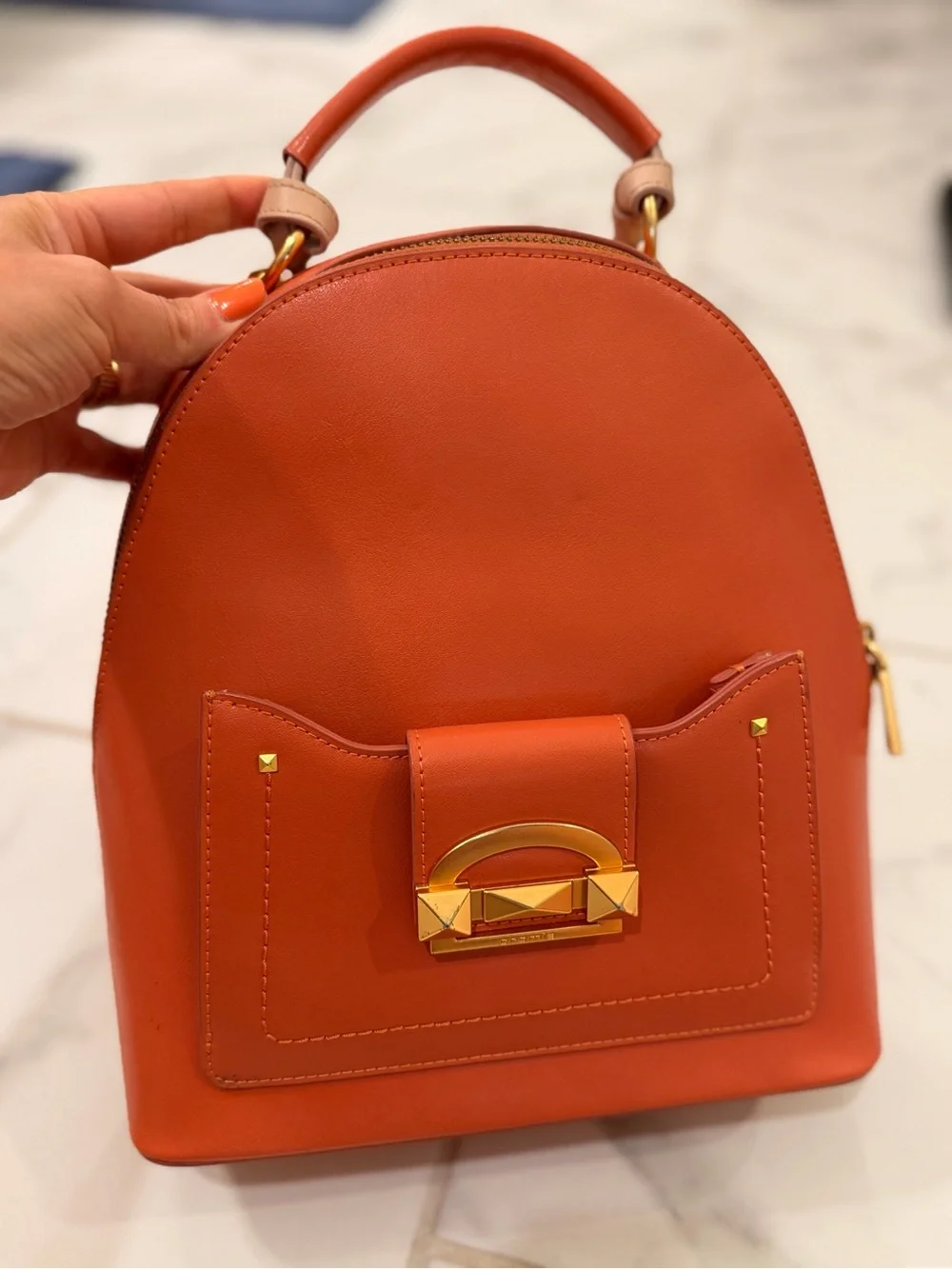 Cromia Elegant Orange Women's Backpack with Gold Hardware